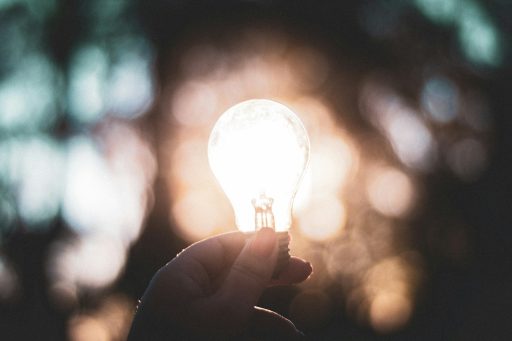 macro photography of person holding light bulb