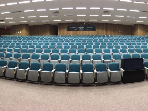 Gastspreker voor een zaal met studenten tijdens een gastles
